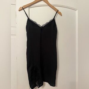Out from Under Black Lace Trim Slip Dress